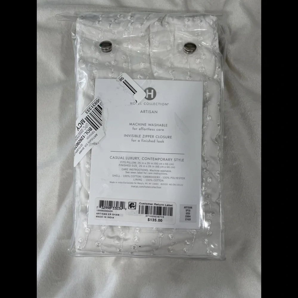 NIB $135 Hotel‎ Collection Artisan (1) Euro Sham
